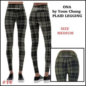 ONA by Yoon Chung PLAID LEGGING IN OLIVE GREEN SZ M $125.00